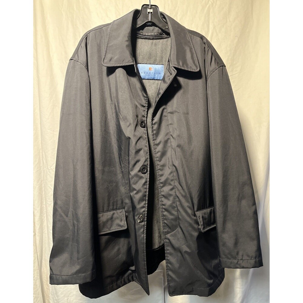 REACTION Kenneth Cole Black Water Repellent Coat Zip In Liner Preppy XL